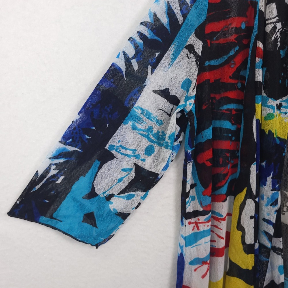 Step In Style Lightweight Cardigan XL Abstract Artsy Grunge Sheer Maximalist - Picture 14 of 16